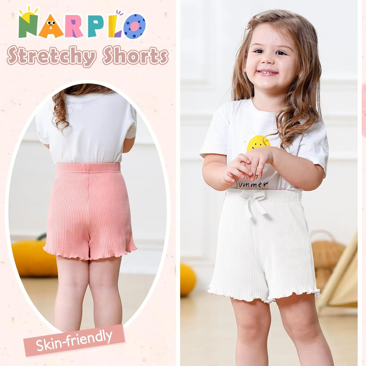 3 Pack Baby Toddler Girl Shorts Ribbed Infant Girls Solid Color Soft Elastic Bow Waist Ruffle Summer Casual Shorts