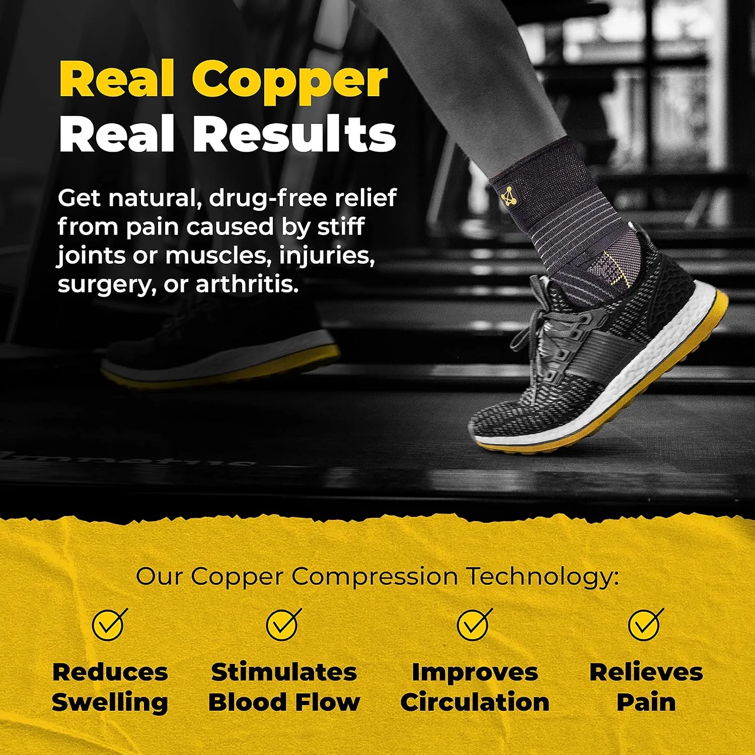 Ankle Brace for Women and Men - Ankle Compression Brace with Adjustable Straps, Sprain Braces, Arch Support for Sprained Ankle, Achilles Tendon Support Plantar Fasciitis Relief, Medium