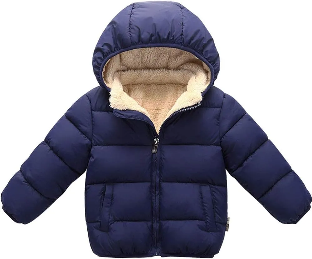 Baby Boys Girls Toddlers Winter Coats Puffer Jacket Hooded Down Snow Jacket Coat Outerwear