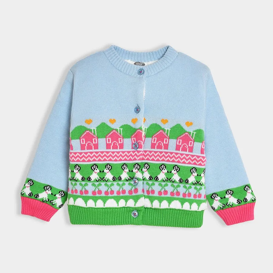 Bonjour Bluish Knitted Cardigan