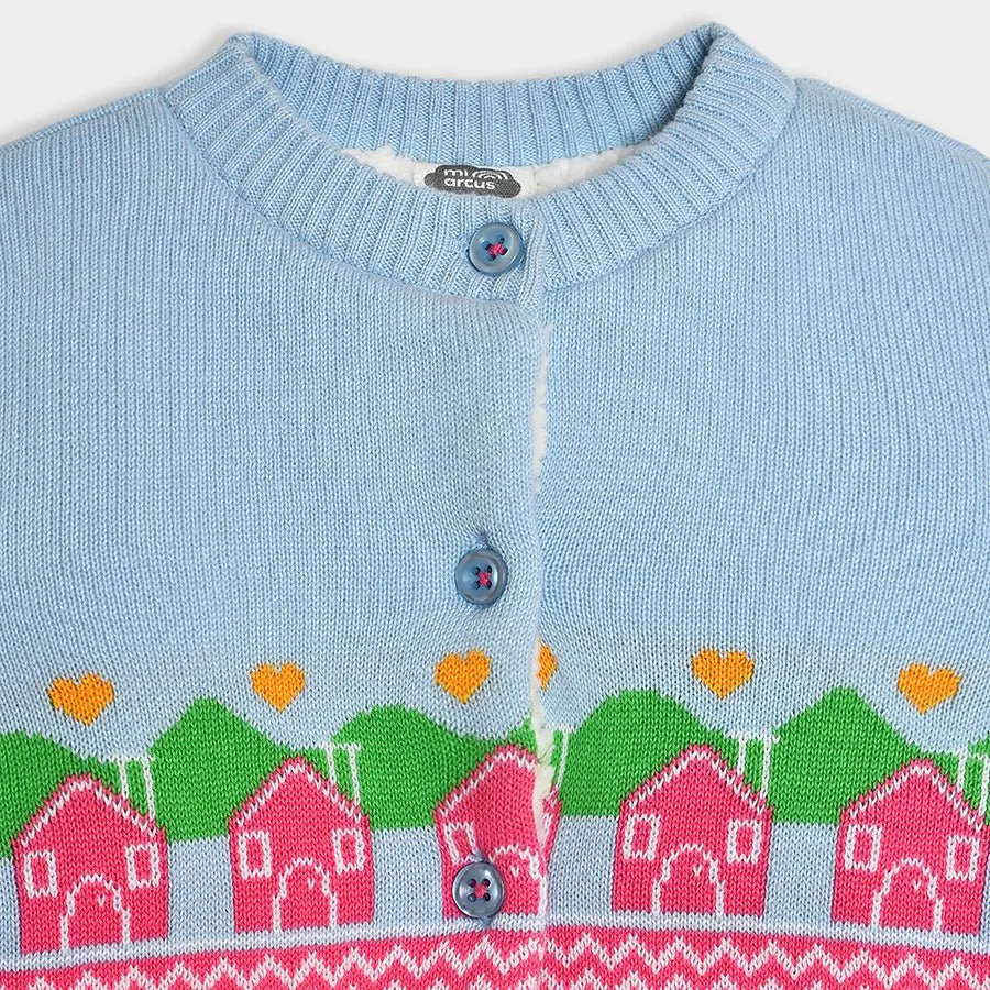 Bonjour Bluish Knitted Cardigan