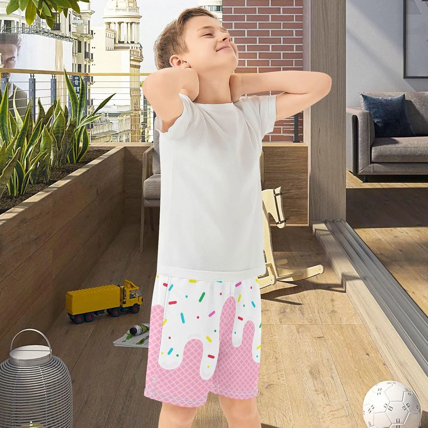 Boys Athletic Shorts Size 7-15 Boys' Casual Shorts with Pockets Elastic Waist Summer Kids Bottom for Sports Homewear