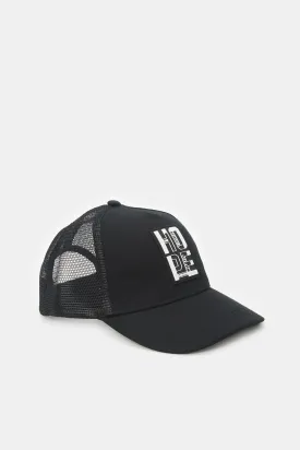 Boys Black Embroidery Cap