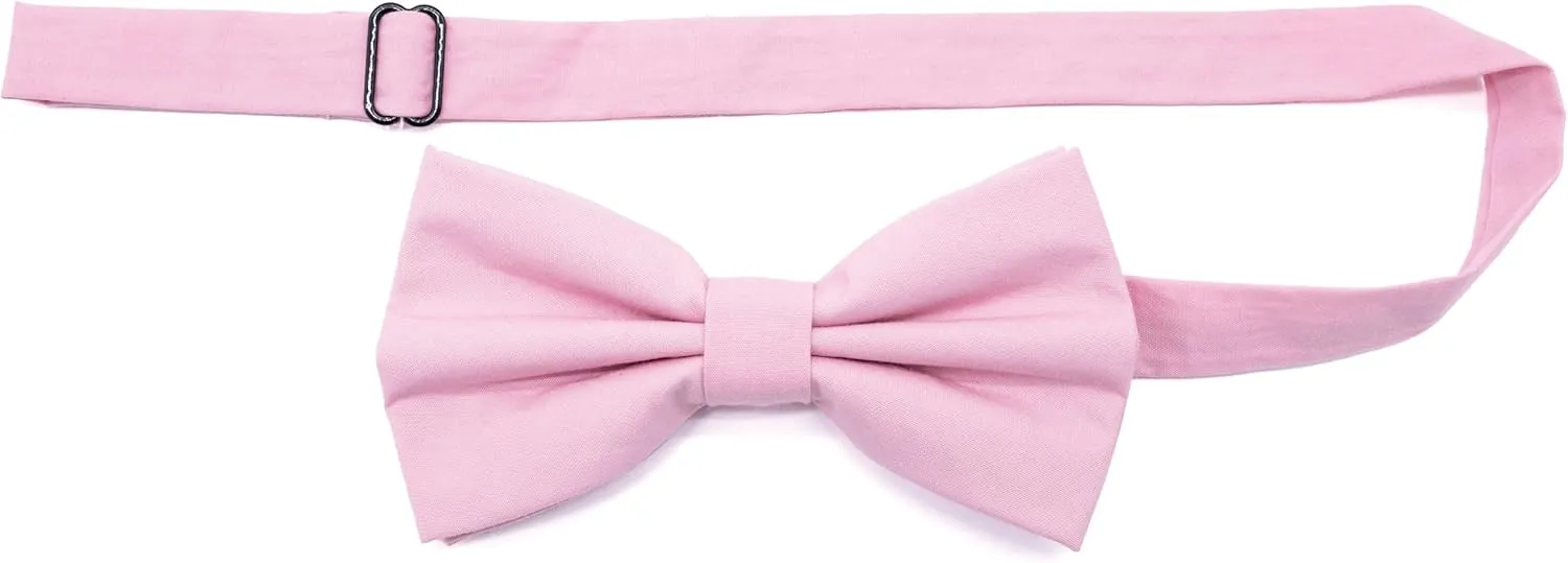 Boys Cotton Bow Ties 5 Pieces,Classic BowTies Pre-tied Adjustable Solid Color Bowtie For Kids