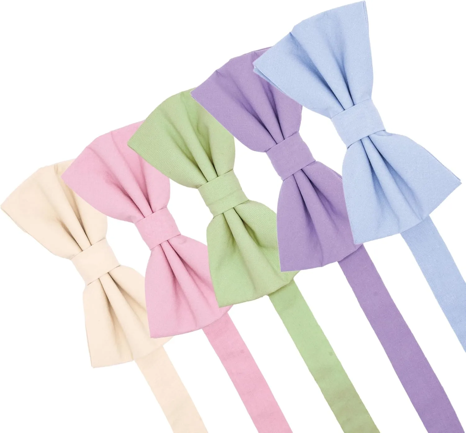 Boys Cotton Bow Ties 5 Pieces,Classic BowTies Pre-tied Adjustable Solid Color Bowtie For Kids