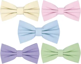 Boys Cotton Bow Ties 5 Pieces,Classic BowTies Pre-tied Adjustable Solid Color Bowtie For Kids