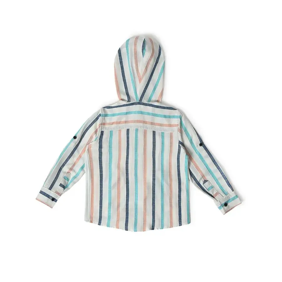 Boys Striped Hoodie Shirt & Tee Set