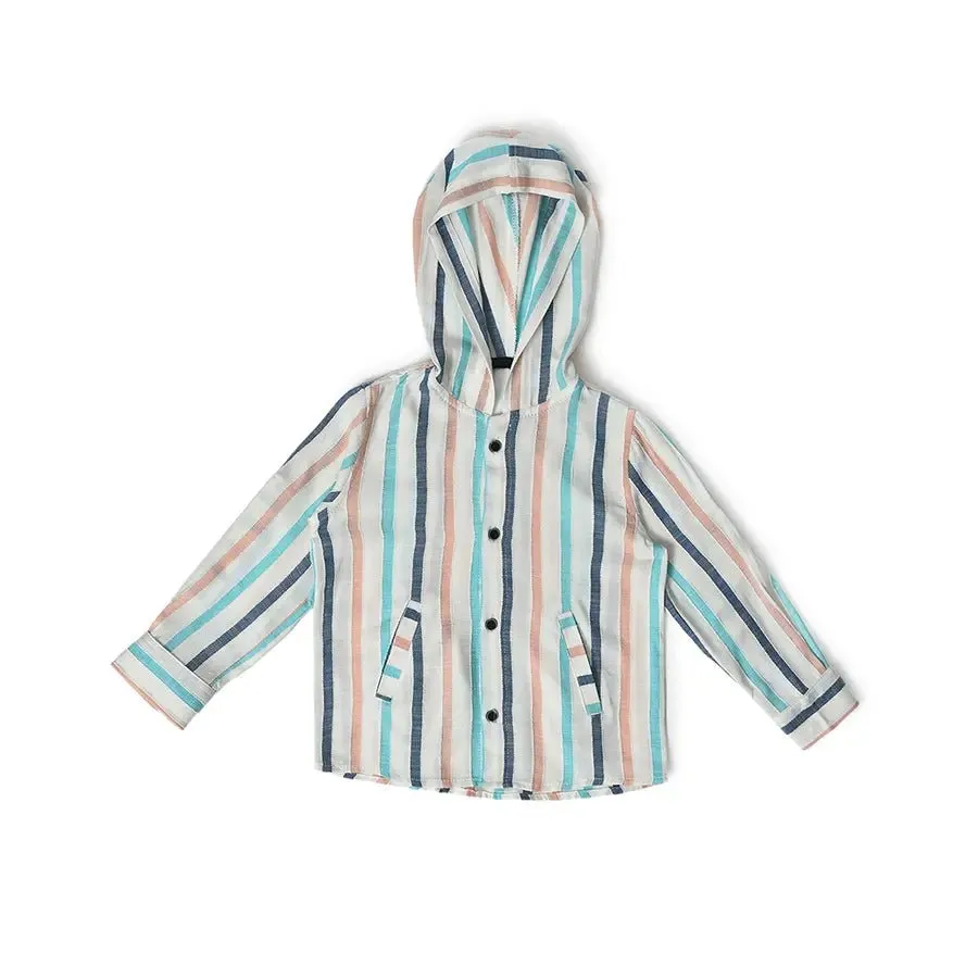 Boys Striped Hoodie Shirt & Tee Set