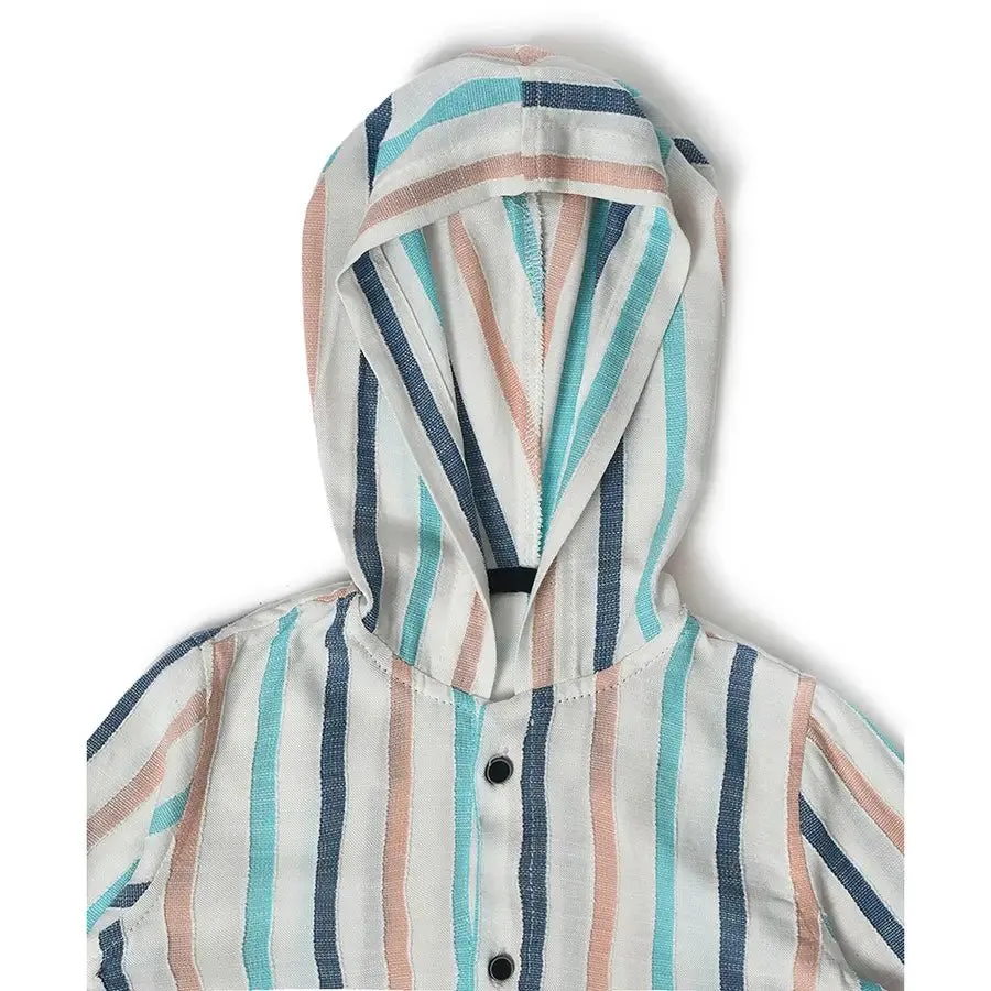 Boys Striped Hoodie Shirt & Tee Set