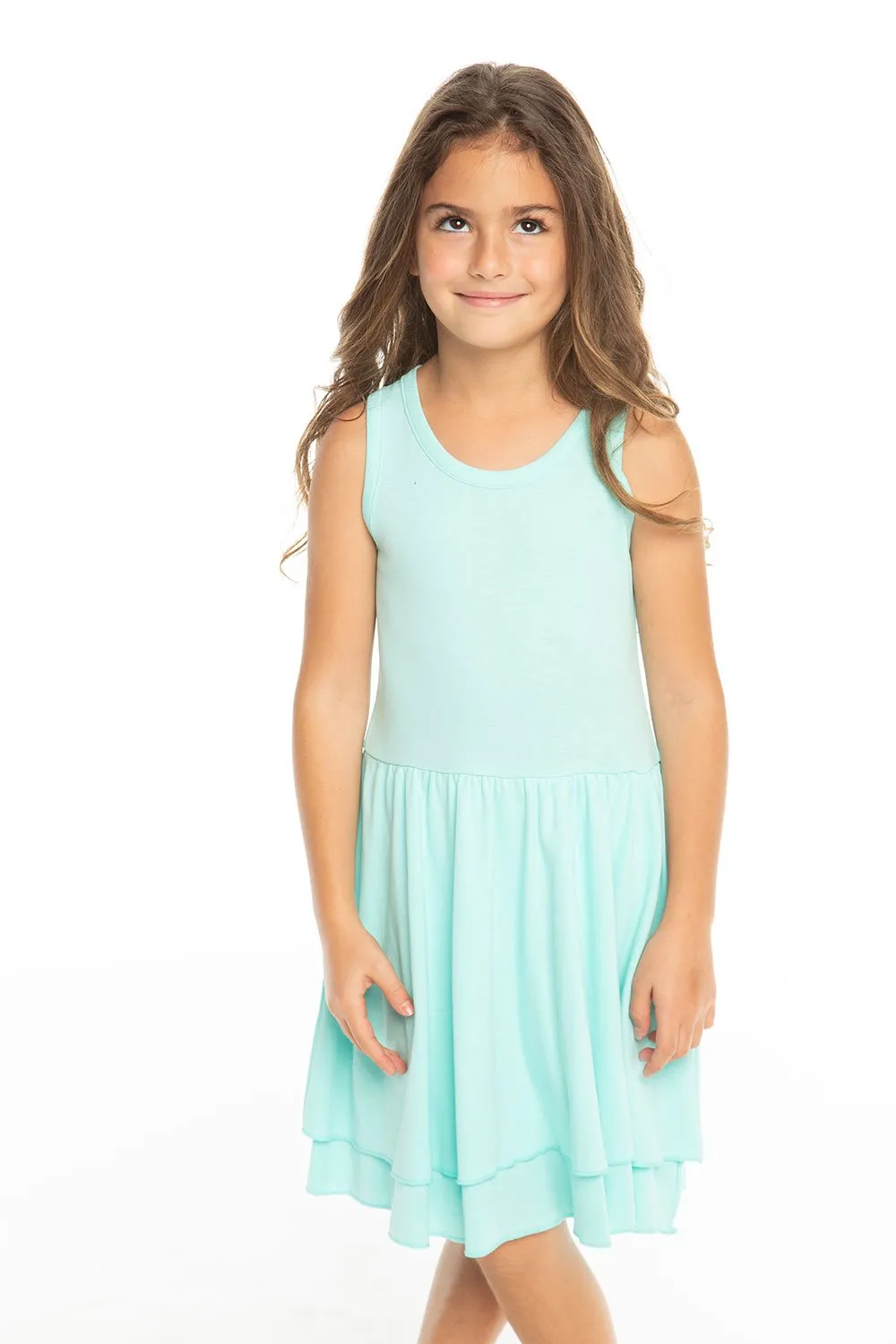 Chaser Kids - Girls Baby Rib Tiered Tank Dress in Paradise