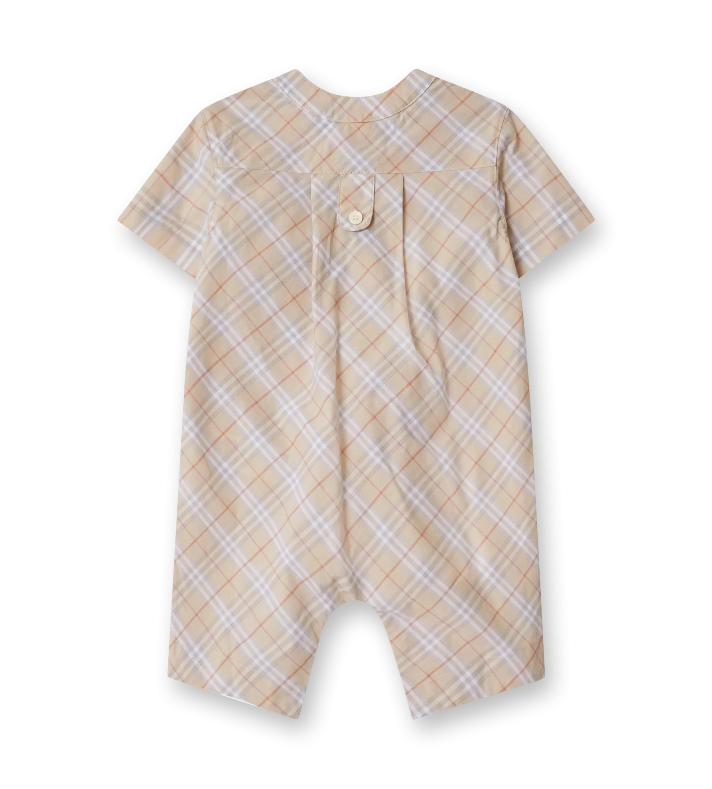 Check Cotton Playsuit Pale Stone