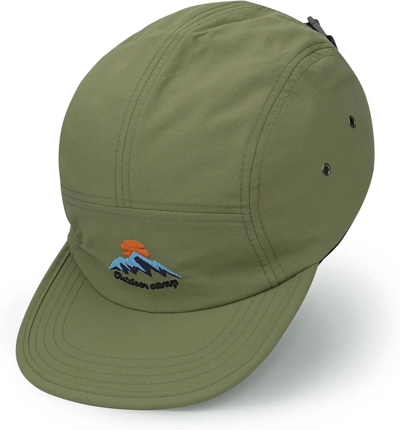 CLAPE Men's Snapback Hat 5 Panel Hat Women Flat Brim Embroidered Baseball Cap with Adjustable Straps Outdoor Camper Hat