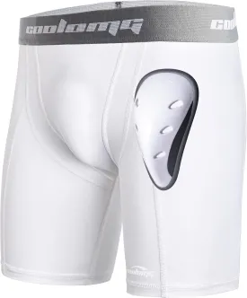 COOLOMG Mens Compression Shorts with Cup Athletic Sliding Underwear for Baseball Football MMA Lacrosse Field Hockey