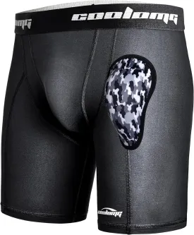 COOLOMG Mens Compression Shorts with Cup Athletic Sliding Underwear for Baseball Football MMA Lacrosse Field Hockey