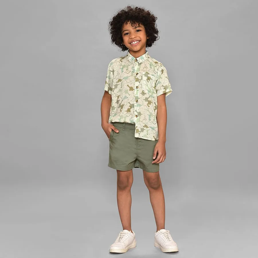 Dinomite Woven Green Shirt & Shorts Co-Ord Set