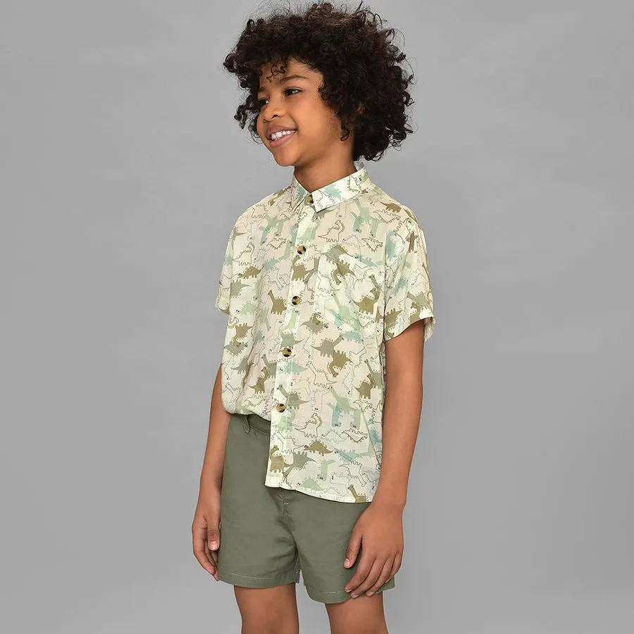 Dinomite Woven Green Shirt & Shorts Co-Ord Set
