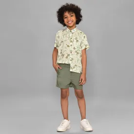 Dinomite Woven Green Shirt & Shorts Co-Ord Set