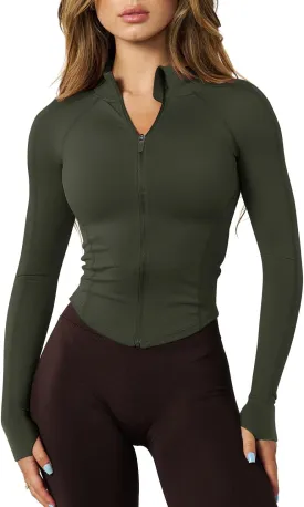 GYM RAINBOW Womens Snatched Workout Jackets Lightweight Zip Up Slim Fit Gym Track Athletic Jackets with Thumb Holes
