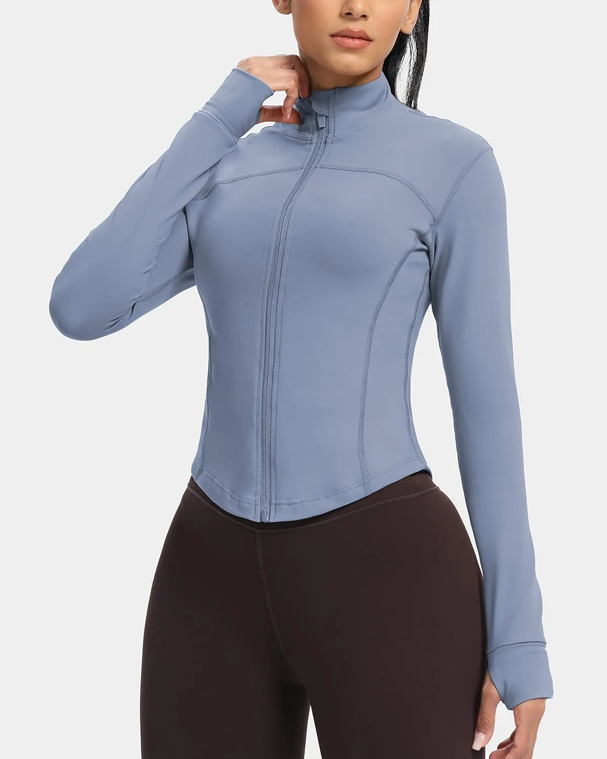 GYM RAINBOW Womens Zip Up Workout Jakcets Lightweight Slim Fit Running Athletic Jackets with Thumb Holes