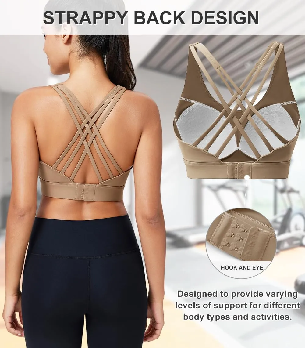 High Impact Sports Bra for Women High Support Molded Cups Strappy Womens Sports Bra for Workout,Training and Running