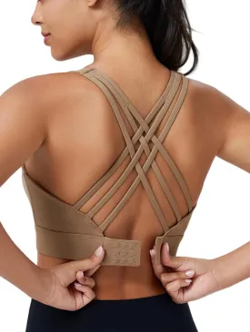 High Impact Sports Bra for Women High Support Molded Cups Strappy Womens Sports Bra for Workout,Training and Running