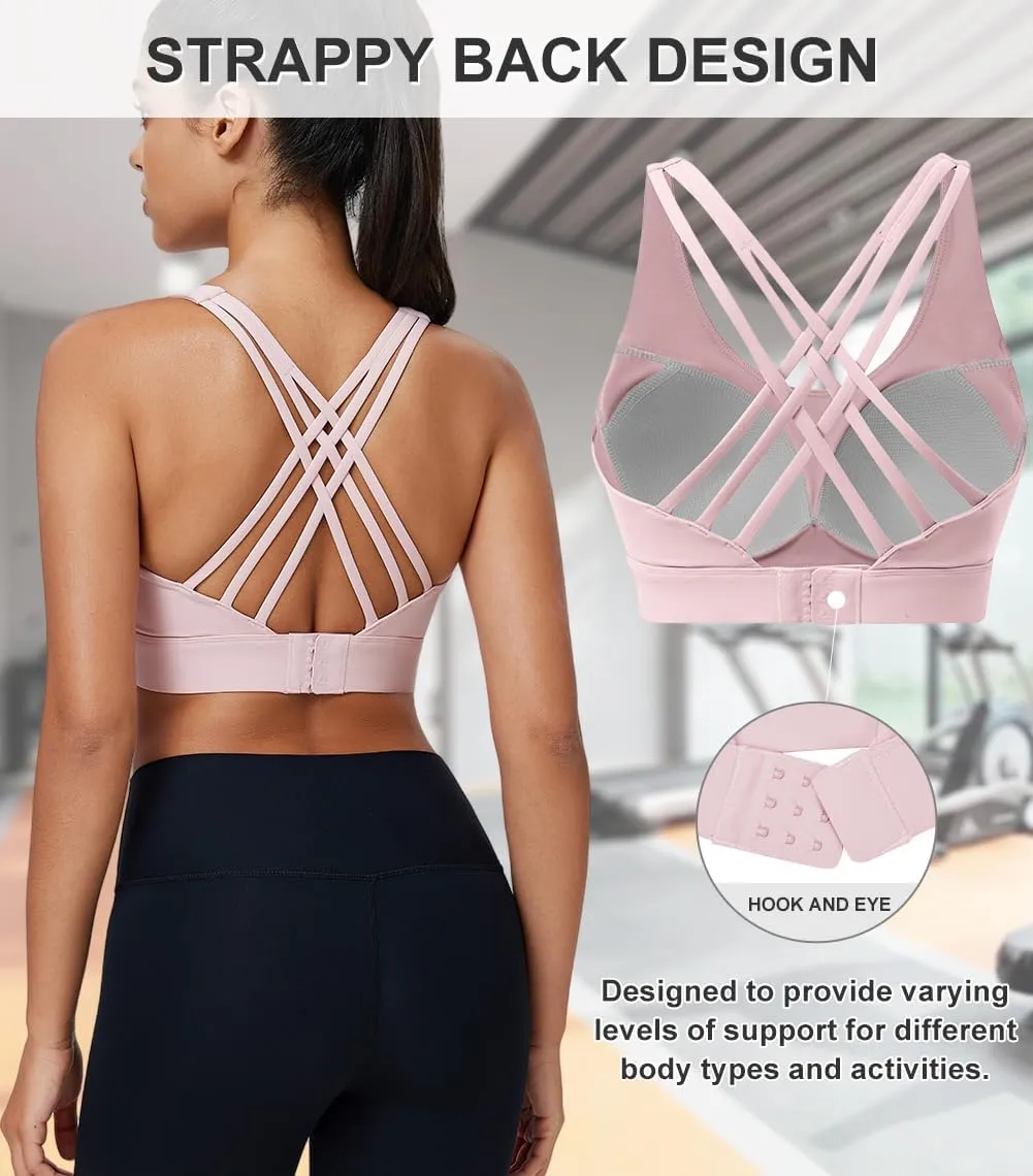 High Impact Sports Bra for Women High Support Molded Cups Strappy Womens Sports Bra for Workout,Training and Running