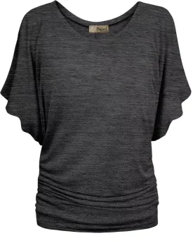 Hybrid & Company Womens Super Comfy Boat Neck Dolman Top Shirt