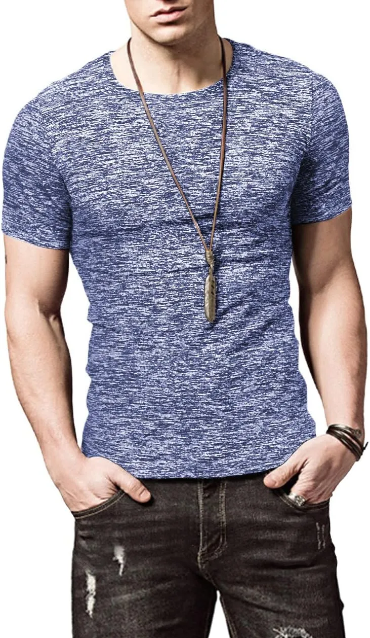 KUYIGO Mens Active T Shirts Sports Running Shirt Gym Workout Quick Dry Crew Neck Printing Tee Tops