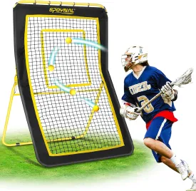 Lacrosse Rebounder - 5-Angle Adjustable Backyard Sports Net for Lacrosse, Soccer & Baseball - 4x7ft Volleyball Rebounder Net, Lacrosse Rebound for Backyard with Target Strip, Solo Drills