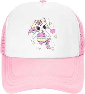 Lightweight Sun Hat for Kid Boys,Mesh Toddler Baseball Cap for Kid Girls,Black Toddler Boys Snapback Hats for Ages 4-8