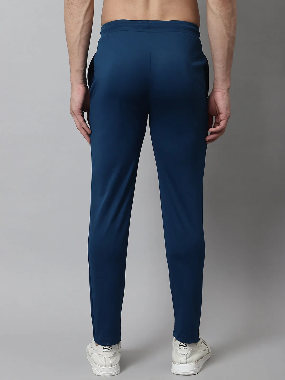 Men'S Blue Solid Streachable Lycra Trackpants