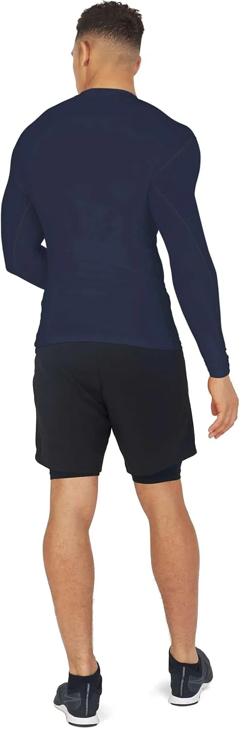 Men's Compression Shirts Long Sleeve Athletic Workout Top, Rash Guard Base Layer Sports Undershirt - Crew Neck