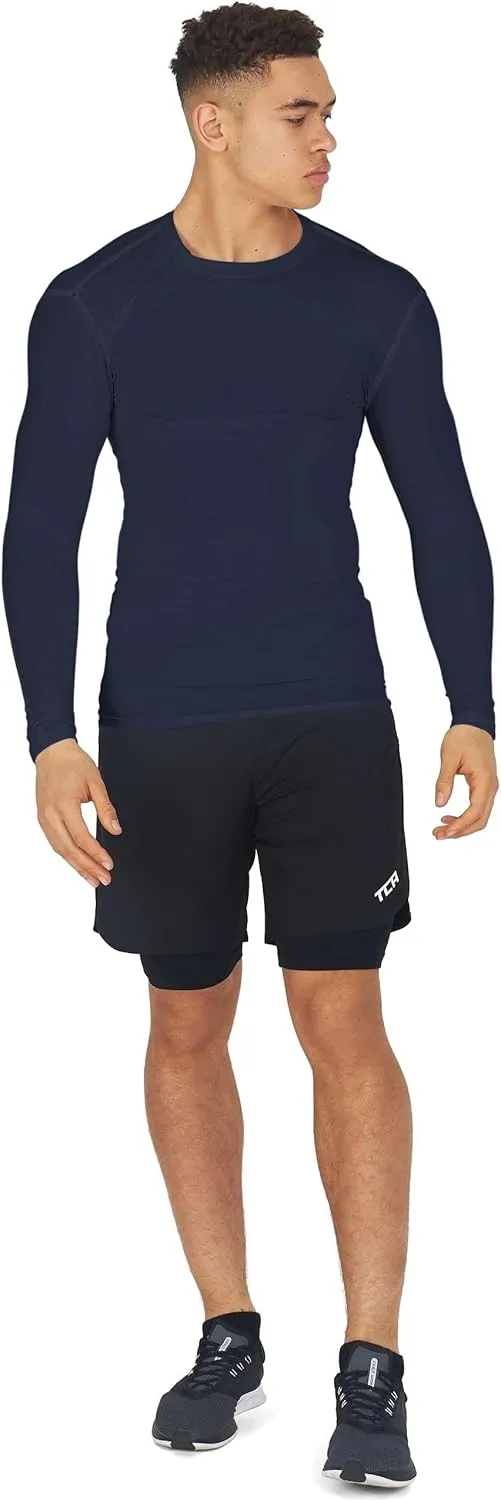 Men's Compression Shirts Long Sleeve Athletic Workout Top, Rash Guard Base Layer Sports Undershirt - Crew Neck