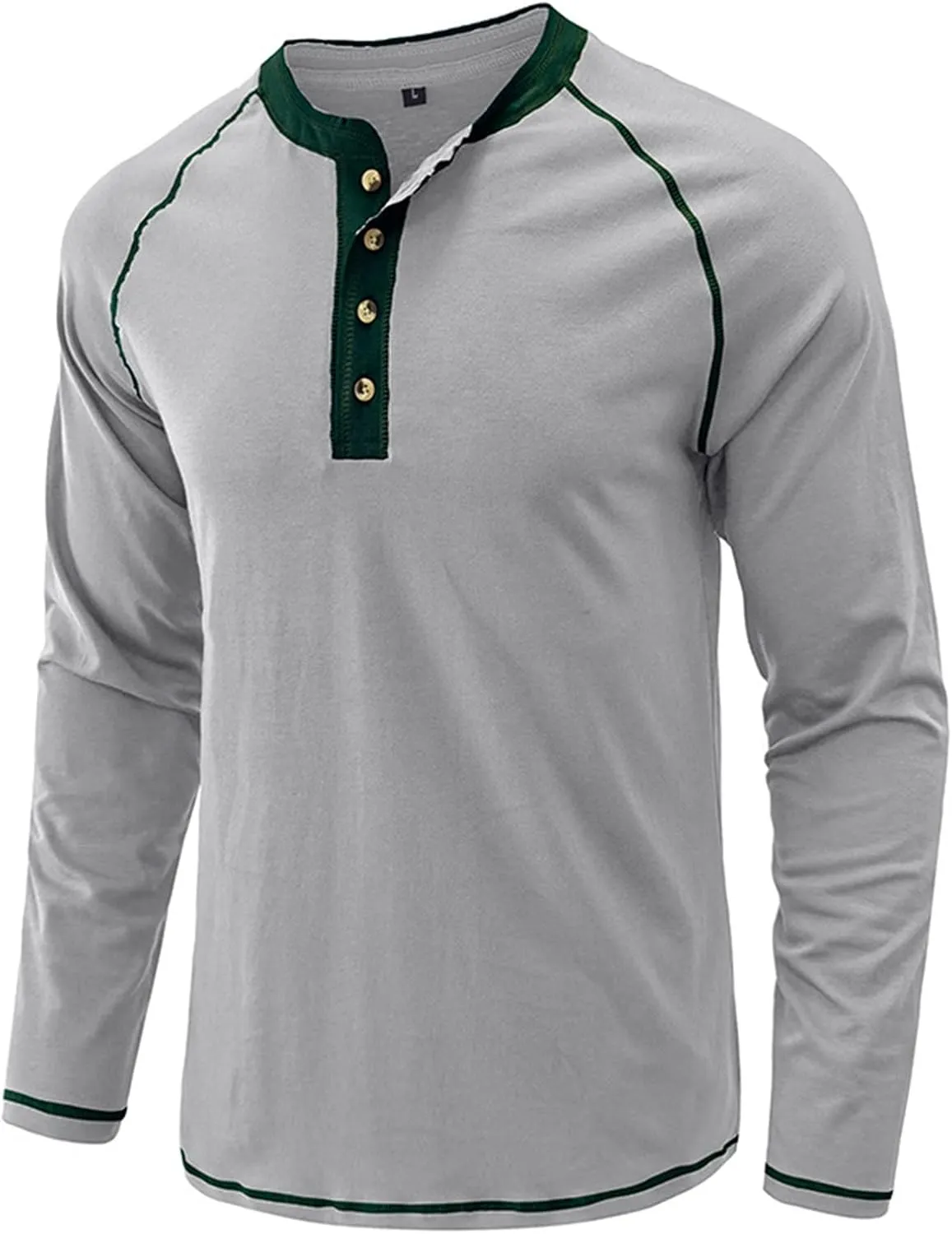Men's Henley Shirt Long Sleeve Thermal Underwear Henley Top Casual Slim Fit Lightweight 5 Button T Shirts