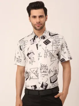 Men'S Lycra Printed Half Sleeve Formal Shirts