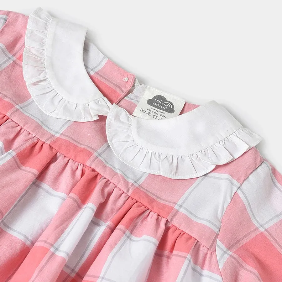 Misty Pink Woven Check Dress