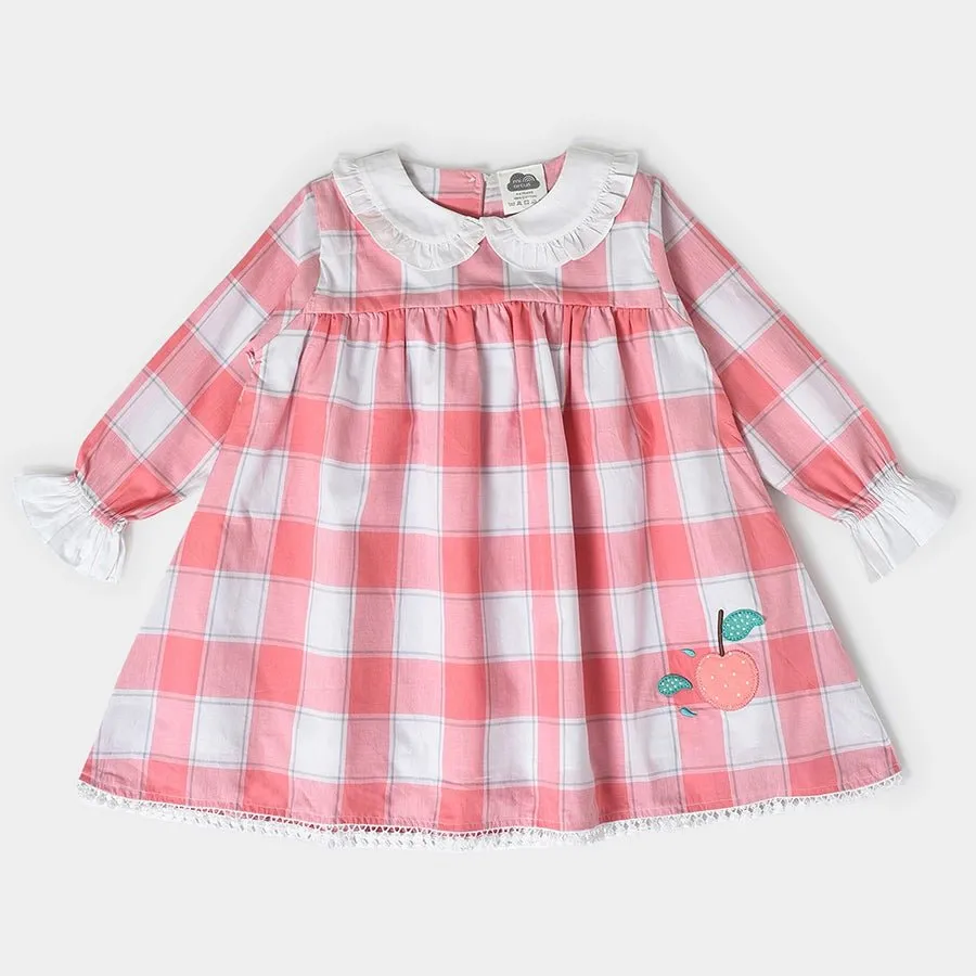 Misty Pink Woven Check Dress
