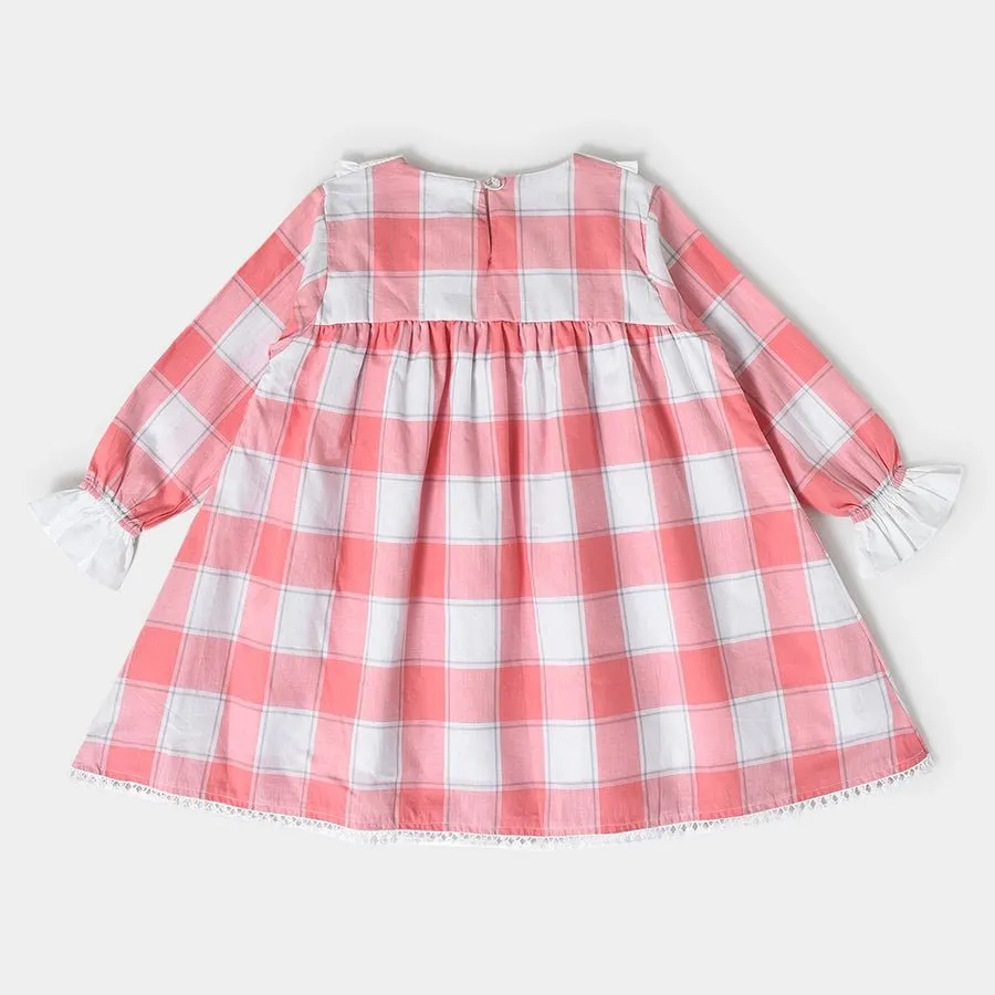 Misty Pink Woven Check Dress