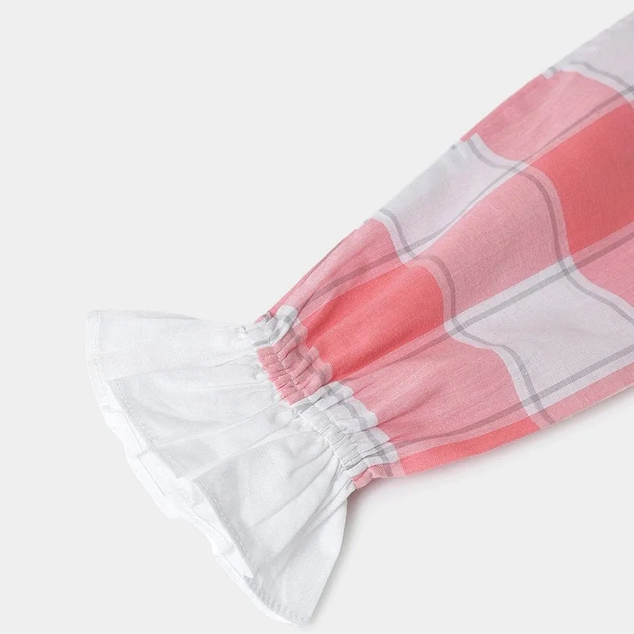 Misty Pink Woven Check Dress
