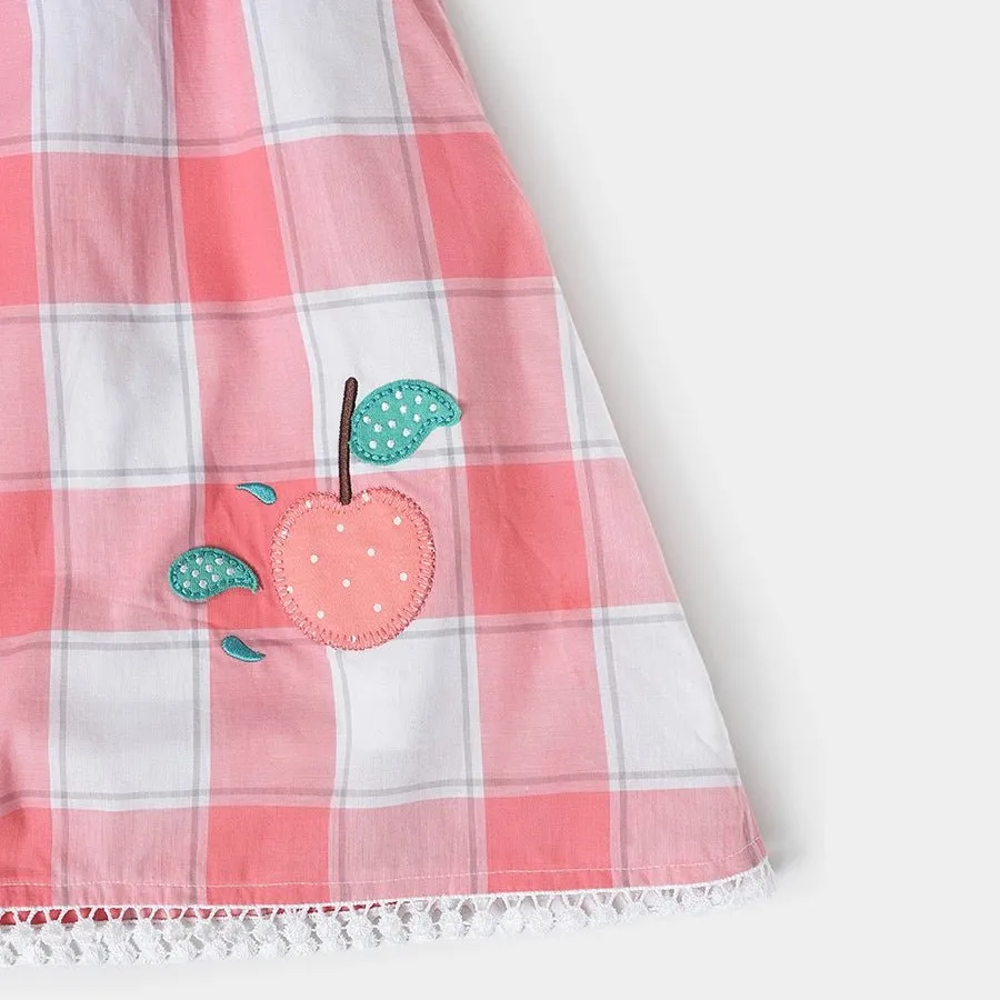 Misty Pink Woven Check Dress