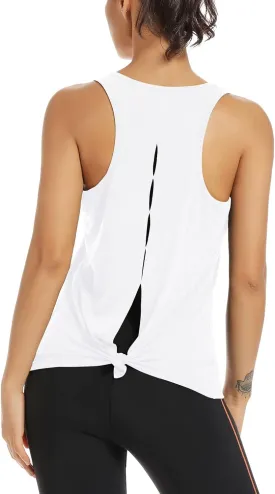 Muzniuer Womens Yoga Workout Tops-Cute Open Back Running Gym Activewear Sports Shirt for Women