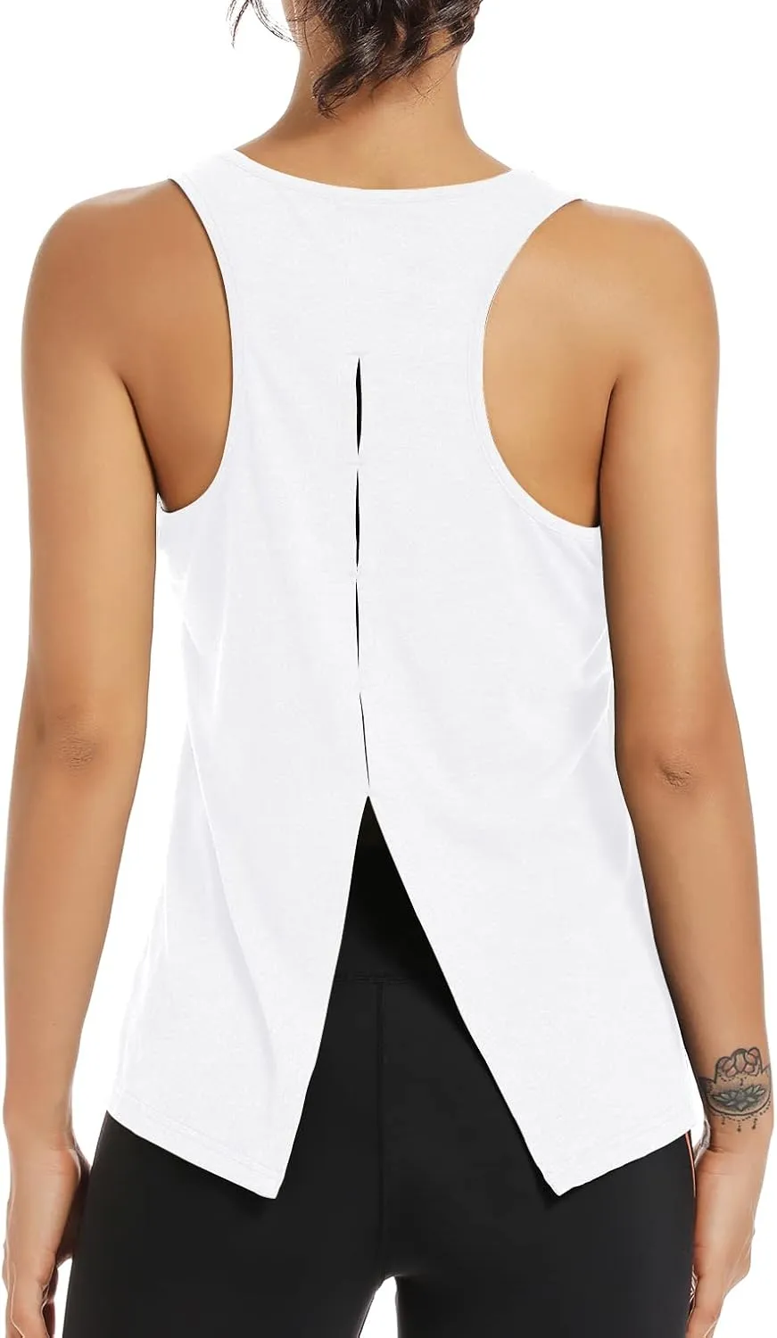Muzniuer Womens Yoga Workout Tops-Cute Open Back Running Gym Activewear Sports Shirt for Women