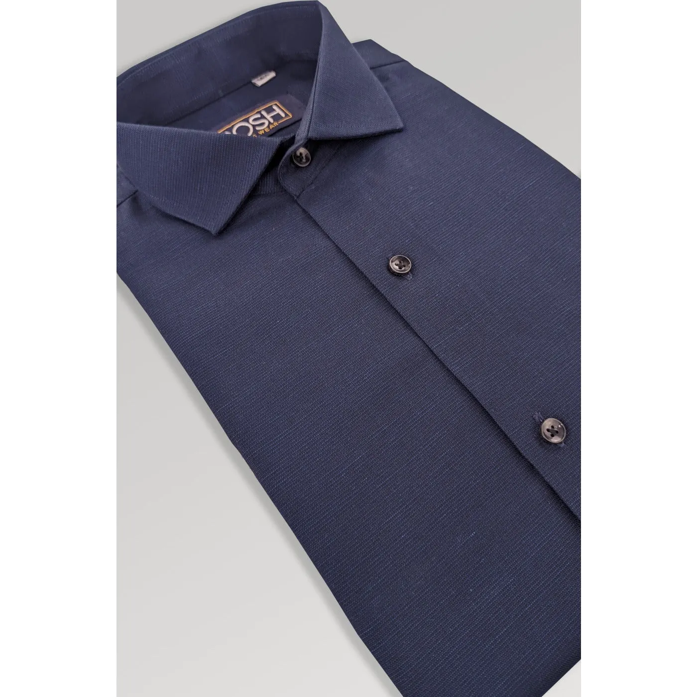 Navy Textured Slim Fit Shirt
