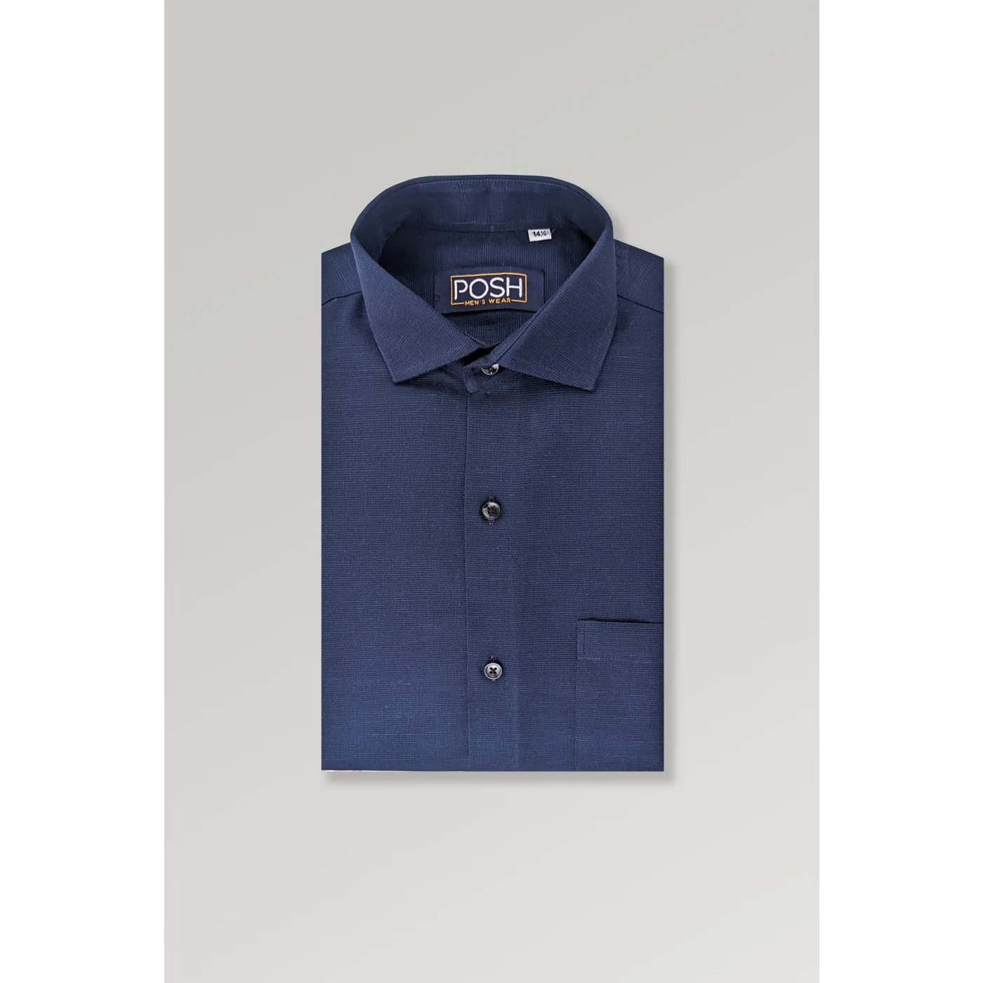 Navy Textured Slim Fit Shirt