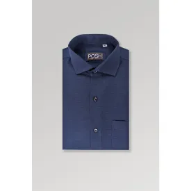 Navy Textured Slim Fit Shirt