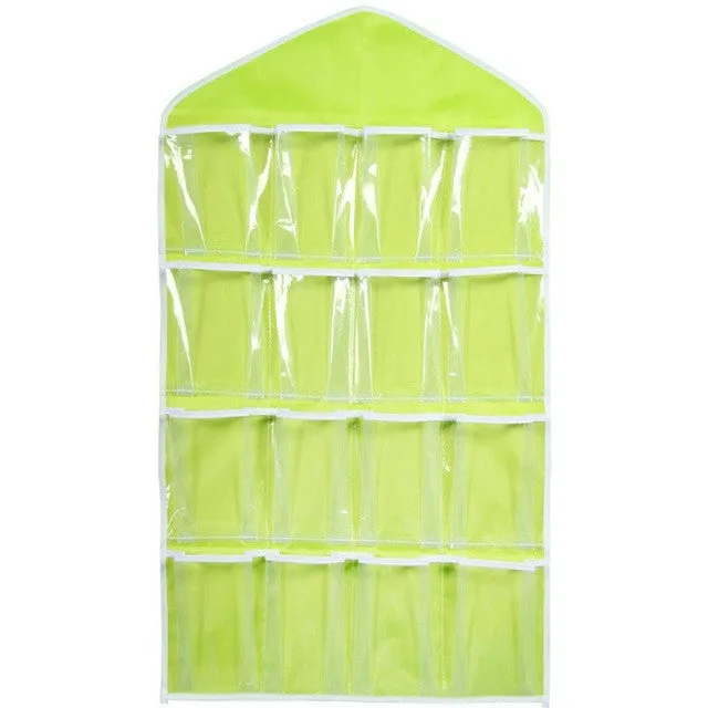 New Qualified Storage Box 16Pockets Clear Hanging Bag Socks Bra Underwear Rack Hanger Storage Organizer Levert Dropship dig6527