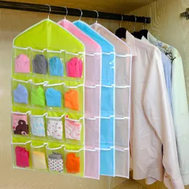 New Qualified Storage Box 16Pockets Clear Hanging Bag Socks Bra Underwear Rack Hanger Storage Organizer Levert Dropship dig6527