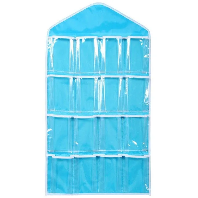 New Qualified Storage Box 16Pockets Clear Hanging Bag Socks Bra Underwear Rack Hanger Storage Organizer Levert Dropship dig6527