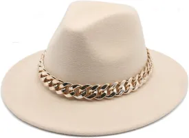 Niiyyjj Fedora Hats for Women Men Wide Brim Thick Band Felted Hat Jazz Cap Panama Hat Femme