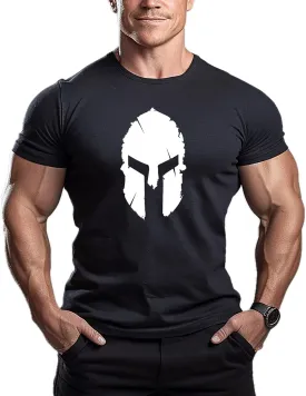 ReedCA Spartan Helmet - Mens Bodybuilding T-Shirt - Gym Training Top Fitness